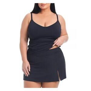Bleu Rod Beattie Women Black Beachwear Scoop Neck Swim Tankini Top Plus Size 20W